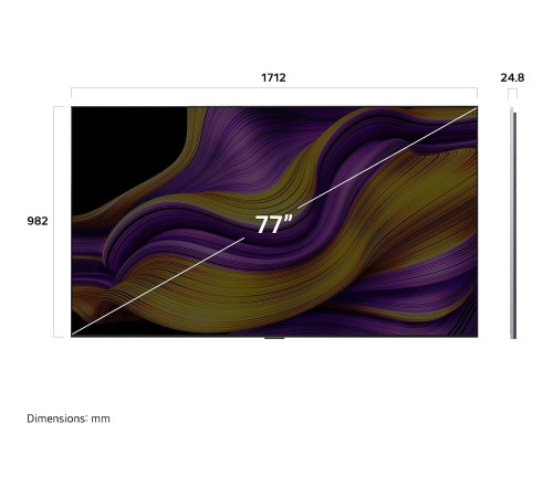 Телевизор 77'' LG/ 77'' OLED, Gallery, Ultra HD, Smart TV, WebOS, Bluetooth, MR NFC, 120Hz Native (VRR 165Hz), 4.2ch (60W) Dolby Atmos, 2хHDMI, 3хUSB, One Wall Mount, Rocky Black, 2025