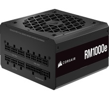 Блоки питания/ Power Supply Corsair RM1000e, Model RPS0179, 1000W 80+ Gold (ATX, 3.0, PCIe 5.0, Full modular, 1x24(20+4)pin, 2 x 4+4-pin ATX 12V, 4 x 4-pin Molex, 6 x 6+2-pin PCIe, 7 x SATA, Active, 120x120mm, 150x140x86mm, APFC, Power cable-UK, black)