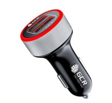 GCR Автомобильное зарядное устройство на 2 USB порта 4.8A, черная, LED индикация, GCR-53047