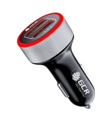 GCR Автомобильное зарядное устройство на 2 USB порта 4.8A, черная, LED индикация, GCR-53047