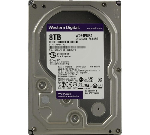Жесткий диск/ HDD WD SATA3 8Tb Purple 5640 128Mb 1 year warranty Жесткий диск/ HDD WD SATA3 8Tb Purple 5640 128Mb 1 year warranty
