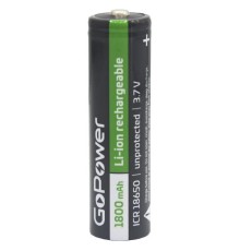 Аккумулятор Li-ion GoPower 18650 PC1 3.6V 1800mAh без защиты выс.конт. (1/80/160)