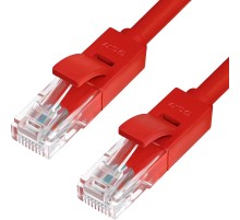 Greenconnect Патч-корд прямой 20.0m, UTP кат.5e, красный, позолоченные контакты, 24 AWG, литой, GCR-LNC04-20.0m, ethernet high speed 1 Гбит/с, RJ45, T568B