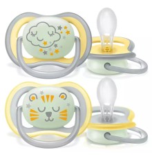 Пустышка Philips/ Пустышка для мальчиков Philips Avent ultra air night SCF376/01, с футляром для хранения и стерилизации, 2 шт, 18+ мес