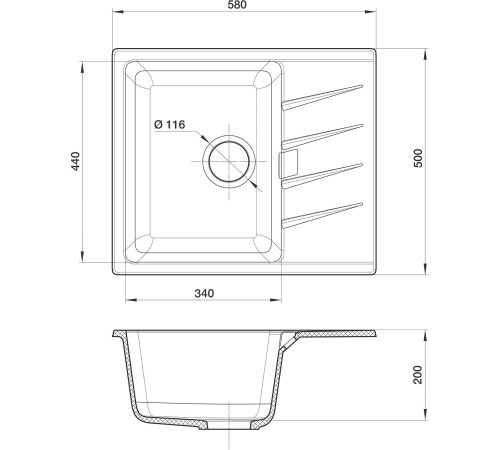 Кухонная мойка RIVELATO RIVELATO Мойка RAUM 58 1-чаша 580*500мм, монтаж: врезной, материал: кварц, цвет: иней Кухонная мойка RIVELATO RIVELATO Мойка RAUM 58 1-чаша 580*500мм, монтаж: врезной, материал: кварц, цвет: иней