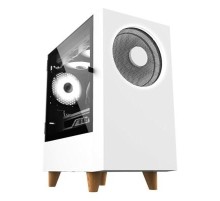 Корпус без блока питания/ Case WIZMAX EM1, Mini-Tower, TG, 1x160mm + 1x120mm LED, 1xUSB-A 3.0 + 2xUSB-A 2.0, mATX, mITX, Woofer White