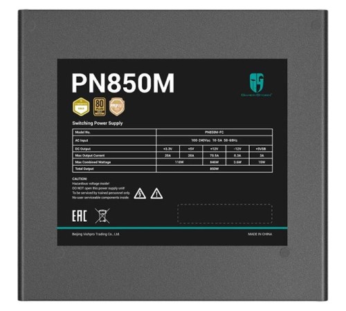 Блок питания Deepcool GAMERSTORM PN850M (ATX 3.1, 850W, Full Cable Management, PWM 120mm fan, Active PFC, 80+ GOLD, Gen5 PCIe) RET Блок питания Deepcool GAMERSTORM PN850M (ATX 3.1, 850W, Full Cable Management, PWM 120mm fan, Active PFC, 80+ GOLD, Gen5 PCIe) RET