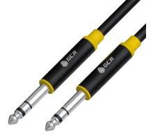 GCR Кабель 5.0m аудио STEREO jack 6,35mm/jack 6,35mm черный, AL case черный, желтая окантовка, M/M, GCR-53426