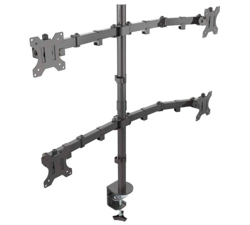 Кронштейн для 4-х мониторов ONKRON/ 10-32" макс. 100*100, струбцина, наклон -85º+90º поворот 360º, вылет от основания 0-385мм, вертикальное перемещение 200-660мм, макс. нагрузка 8кг каждый