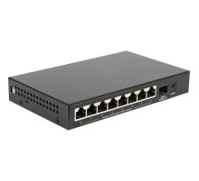 Коммутатор/ Unmanaged Switch 8x100Base-TX PoE, 1x1000Base-X SFP, PoE Budget 80W, metal case