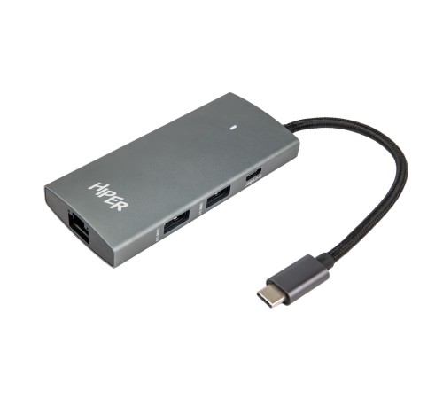 Док-станция/ Docking station HIPER USB-C HUB 6in1 (1*USB-C 100W PD, 1*HDMI 4K@60Hz, 2*USB-A 3.0 (5Gbps data), 1*USB-C 3.0 (5Gbps data), 1*RJ45 Gb) Док-станция/ Docking station HIPER USB-C HUB 6in1 (1*USB-C 100W PD, 1*HDMI 4K@60Hz, 2*USB-A 3.0 (5Gbps data), 1*USB-C 3.0 (5Gbps data), 1*RJ45 Gb)