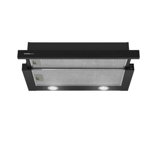 ВЫТЯЖКА HOMSair Flat 60 Black/ встраиваемая, колыбельное управление, 2 скорости, 520 м3/ч, до 20 м2, 45 дБ, угольный фильтр CF110 - 1 шт, ШхВхД: 500х176х280 мм, черный цвет