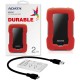 Внешний жесткий диск/ Portable HDD 2TB ADATA HD330 (Red), Silicone, USB 3.2 Gen1, 133x89x16mm, 190g /3 года/