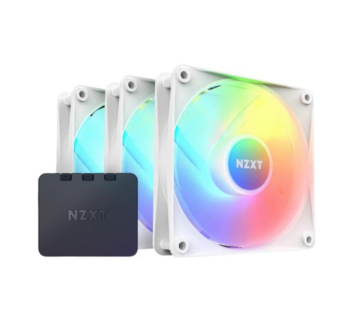 Кулер для корпуса ПК/ Case Cooler NZXT F120 RGB Core Triple Pack (120x120x25mm, 4-pin PWM, RGB, 78.86CFM, 33.88dBA, 1800RPM, White, 3pcs)