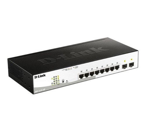 Коммутатор/ Smart L2 Switch 8х1000Base-T PoE, 2х1000Base-X SFP, PoE Budget 65W, Compact CLI