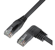 GCR Патч-корд прямой 0.5m UTP кат.5e, черный, левый угол, литой, ethernet high speed, RJ45, T568B, GCR-53149