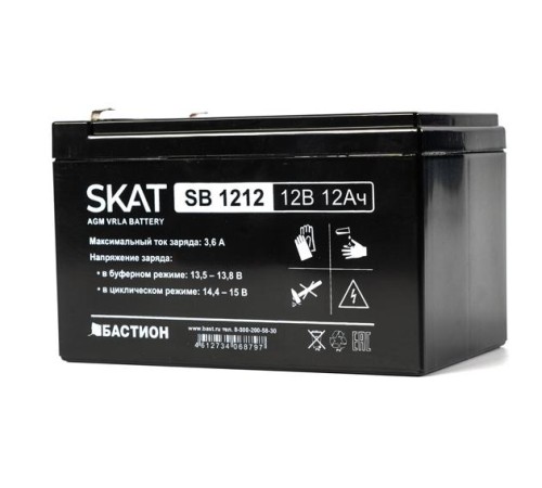 (2535) Бастион SKAT SB 1212 АКБ СК 12В/12 Ач/F1/Срок службы 6 лет/1,5 л.г (2535) Бастион SKAT SB 1212 АКБ СК 12В/12 Ач/F1/Срок службы 6 лет/1,5 л.г