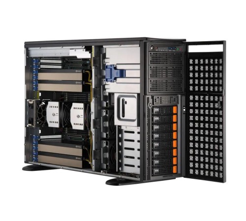 Серверная платформа/ GPU SuperServer SYS-741GE-TNRT (X13DEG-QT, CSE-749TS-R2K05BP) (2 x LGA-4677, 16xDDR5 Up to 4TB, 8x 3.5" NVMe/SATA/SAS, 2 M.2 NVMe for boot drive only, 4x PCIe 5.0 x16 (double-width) slots, 3x PCIe 5.0 x16 (single-width) slots, 2x