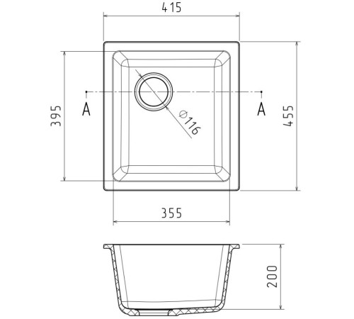 Кухонная мойка RIVELATO RIVELATO Мойка BERKANA 35 1-чаш 415*455, монтаж: универсальный, материал: кварц, цвет антрацит Кухонная мойка RIVELATO RIVELATO Мойка BERKANA 35 1-чаш 415*455, монтаж: универсальный, материал: кварц, цвет антрацит
