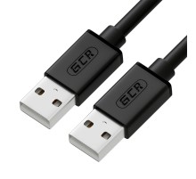 GCR Кабель 0.15m USB 2.0, AM/AM, черный, 28/28 AWG, экран, армированный, морозостойкий