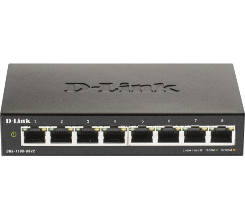 Коммутатор/ DGS-1100-08V2 EasySmart L2 Switch 8х1000Base-T