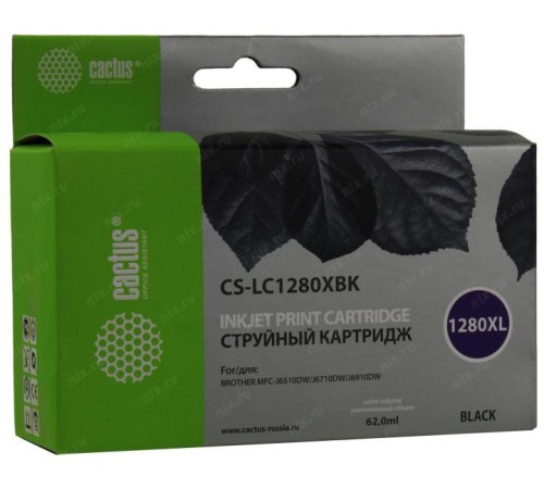 -/ Картридж струйный Cactus CS-LC1280XBK черный (62мл) для Brother MFC-J6510/6910DW