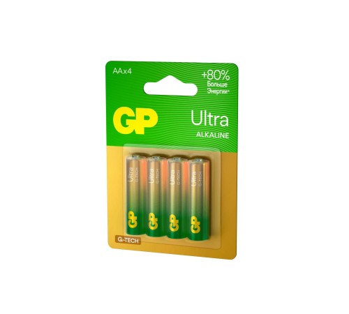 Батарейка Алкалиновые батарейки GP Ultra Alkaline G-Tech 15А AA - 4 шт. на блистере