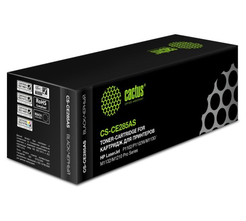 -/ Картридж лазерный Cactus CS-CE285AS CE285A черный (1600стр.) для HP LJ P1102/P1102W/M1130/M1132
