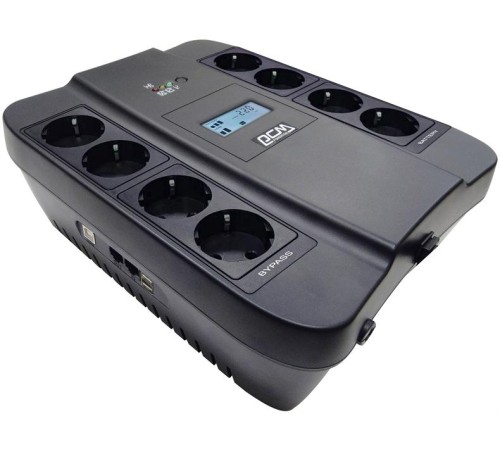 Источник бесперебойного питания Powercom Back-UPS SPIDER, Line-Interactive, LCD, AVR, 1100VA/605W, 8xSchuko outlets (4 surge & 4 batt), USB, black (1452054)