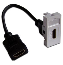  Вставка Mosaic 22.5x45 с адаптером HDMI с удлинителем, мама-мама, белая
