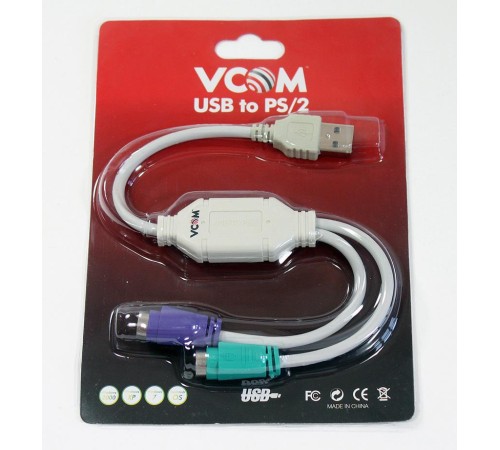 Кабель-адаптер/ Кабель-адаптер USB A->2xPS/2 (адаптер для подключения PS/2 клавиатуры и мыши к USB порту) VCOM Кабель-адаптер/ Кабель-адаптер USB A->2xPS/2 (адаптер для подключения PS/2 клавиатуры и мыши к USB порту) VCOM