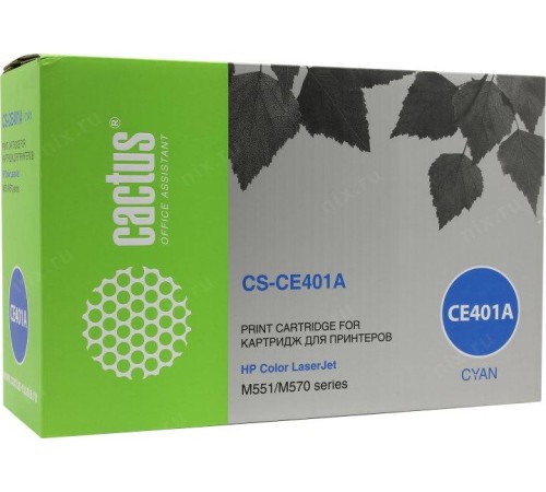 -/ Картридж лазерный Cactus CS-CE401A CE401A голубой (6000стр.) для HP CLJ M551