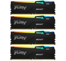 Память оперативная/ Kingston 64GB 5200MT/s DDR5 CL40 DIMM (Kit of 4) FURY Beast RGB XMP