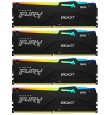 Память оперативная/ Kingston 64GB 5200MT/s DDR5 CL40 DIMM (Kit of 4) FURY Beast RGB XMP