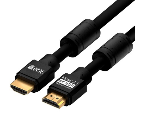 GCR Кабель 1.0m HDMI 2.1, черный, 8K 60Hz, 4K 144Hz, динамический HDR, 4:4:4, Ultra HD, 48.0 Гбит/с, 3 Х экран, ферритовые фильтры, GCR-53659