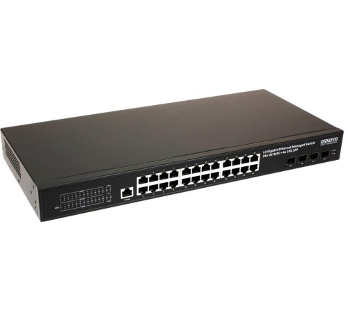 Коммутатор/ SW-24G4X-2L Управляемый L3 коммутатор Gigabit Ethernet на 24xRJ45 + 4x10G SFP+ Uplink. Порты: 24 x GE (10/100/1000Base-T) + 4 x 10G SFP+ Uplink. Консольный порт, Уровень управления L3 (Full managed), Поддержка Jumbo Frame 10K, IGMP Snooping. В
