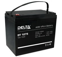Батарея DELTA серия DT, DT 1275, напряжение 12В, емкость 75Ач (разряд 20 часов),  макс. ток разряда (5 сек.) 870А, макс. ток заряда 22.5А, свинцово-кислотная типа AGM, клеммы под болт М6, ДxШxВ 260х168х211мм., вес 21.5кг., срок службы 7-10 лет./ Battery D