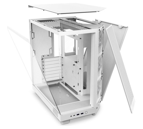 Корпус ПК без блока питания/ Case NZXT H6 Flow RGB (2023), Midi-Tower, TG, 3x120mm RGB, 2xUSB-A 3.2 + 1xUSB-C 3.2, ATX, mATX, mITX White