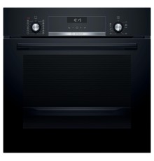 Встраиваемая электрическая духовка BOSCH Serie 6, Духовой шкаф с паровой чашей, черный, 8 режимов, 2-х слойное остекление, цифровый дисплей, утапливаемые переключатели, галогенное освещение, 10 автоматических программ, очистка паром Cleaning Assistant, дв