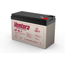 Батарея Ventura серия GP, GP12-7, напряжение  12B, емкость 7Ач (разряд 20 часов), макс. ток заряда 1.8А,  свинцово-кислотная типа AGM,  клеммы  T2, ДШВ  151х65х100мм, вес 2.04кг/ Ventura battery GP series, GP12-7, voltage 12V, capacity 7Ah (discharge 20 h