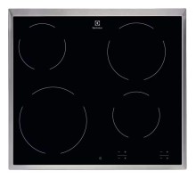 Встраиваемая варочная поверхность ELECTROLUX/ Электрическая варочная поверхность HiLight на 4 конфорки, cтеклокерамика, мощность: 6500 Вт, независимая установка, размеры (ШхГ): 57.6x51.6 см,рама из нержавеющей стали