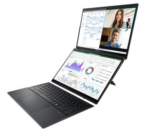 Ноутбук/ ASUS UX8406CA-QL221W Duo Touch 14+14"(1920x1200 + 1920x1200 OLED 16:10)/Touch/Intel Core Ultra 7 255H(2Ghz)/16384Mb/1024PCISSDGb/noDVD/Int:Intel Arc graphics/Cam/BT/WiFi/75WHr/war 1y/1.65kg/Inkwell Gray/Win11Home + 2х14" экрана; маг-алю Ноутбук/ ASUS UX8406CA-QL221W Duo Touch 14+14"(1920x1200 + 1920x1200 OLED 16:10)/Touch/Intel Core Ultra 7 255H(2Ghz)/16384Mb/1024PCISSDGb/noDVD/Int:Intel Arc graphics/Cam/BT/WiFi/75WHr/war 1y/1.65kg/Inkwell Gray/Win11Home + 2х14" экрана; маг-алю