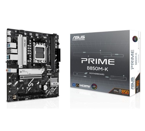 Материнская плата ASUS PRIME B850M-K, AM5, B850, 2*DDR5, 4*SATA, 2*M.2, 4*USB 3.2, 4*USB 2.0, 3*PCIx16, 2*PCIx1, DP+HDMI, mATX; 90MB1LV0-M0EAY0