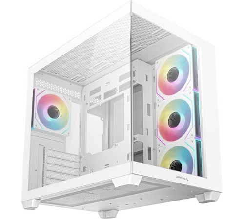 корпус Deepcool CG530 4F WH без БП, боковое окно (панорама), 3x120мм ARGB Reverse вентилятора на боковой стенке, 1x120мм ARGB вентилятор сзади, белый, ATX