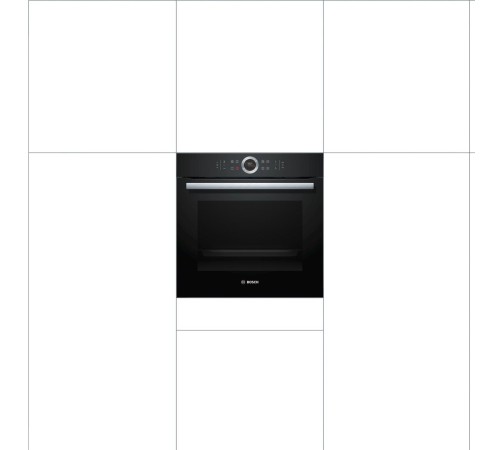 Встраиваемая электрическая духовка BOSCH 59.5x59.5x54.8 см, 71л, дисплей, 13 режимов, EcoClean, 3 стекла, черный