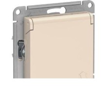 ATLASDESIGN РОЗЕТКА с заземл. со шторк. с крышкой, 16А, IP20, механизм, БЕЖЕВЫЙ