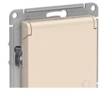 ATLASDESIGN РОЗЕТКА с заземл. со шторк. с крышкой, 16А, IP20, механизм, БЕЖЕВЫЙ