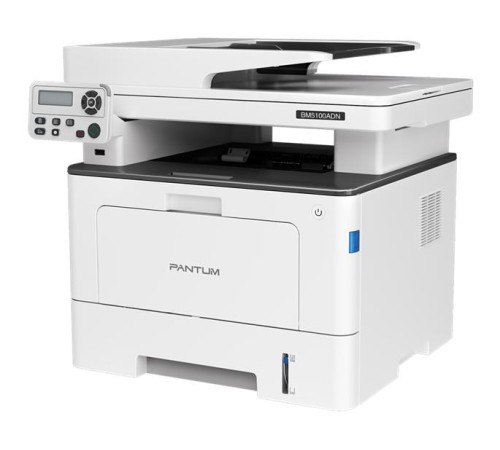 Лазерное многофункциональное устройство Pantum BM5100ADN, P/C/S, Mono laser, A4, 40 ppm (max 100000 p/mon), 1.2 GHz, 1200x1200 dpi, 512 MB RAM, Duplex, DADF50, paper tray 250 pages, USB, LAN, start. cartridge 3000 pages (следы намокания.)
