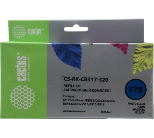 -/ Заправочный набор Cactus CS-RK-CB317-320 многоцветный 4x120мл для HP PS B8553/C5383/C6383/D5463/5510