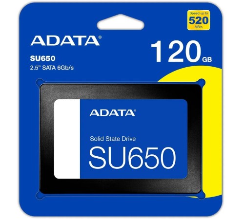 Твердотельный накопитель/ ADATA SSD Ultimate SU650, 120GB, 2.5" 7mm, SATA3, 3D TLC, R/W 520/320MB/s, IOPs 20 000/75 000, TBW 70, DWPD 0.5 (3 года) Твердотельный накопитель/ ADATA SSD Ultimate SU650, 120GB, 2.5" 7mm, SATA3, 3D TLC, R/W 520/320MB/s, IOPs 20 000/75 000, TBW 70, DWPD 0.5 (3 года)